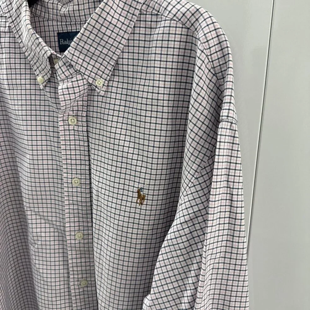 Vintage Polo Ralph‎ Lauren Classic Fit Shirt Mens XXL Pink Blue Check Plaid EUC